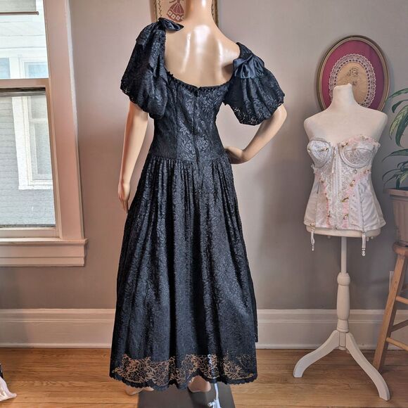 Vintage Scott McClintock Gothic Gown Black Dress Southern Belle Witchy Regency - Picture 5 of 13